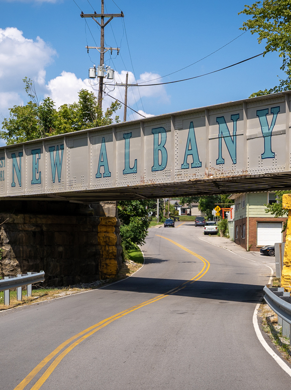 Image of bridge with New Albany written on it.